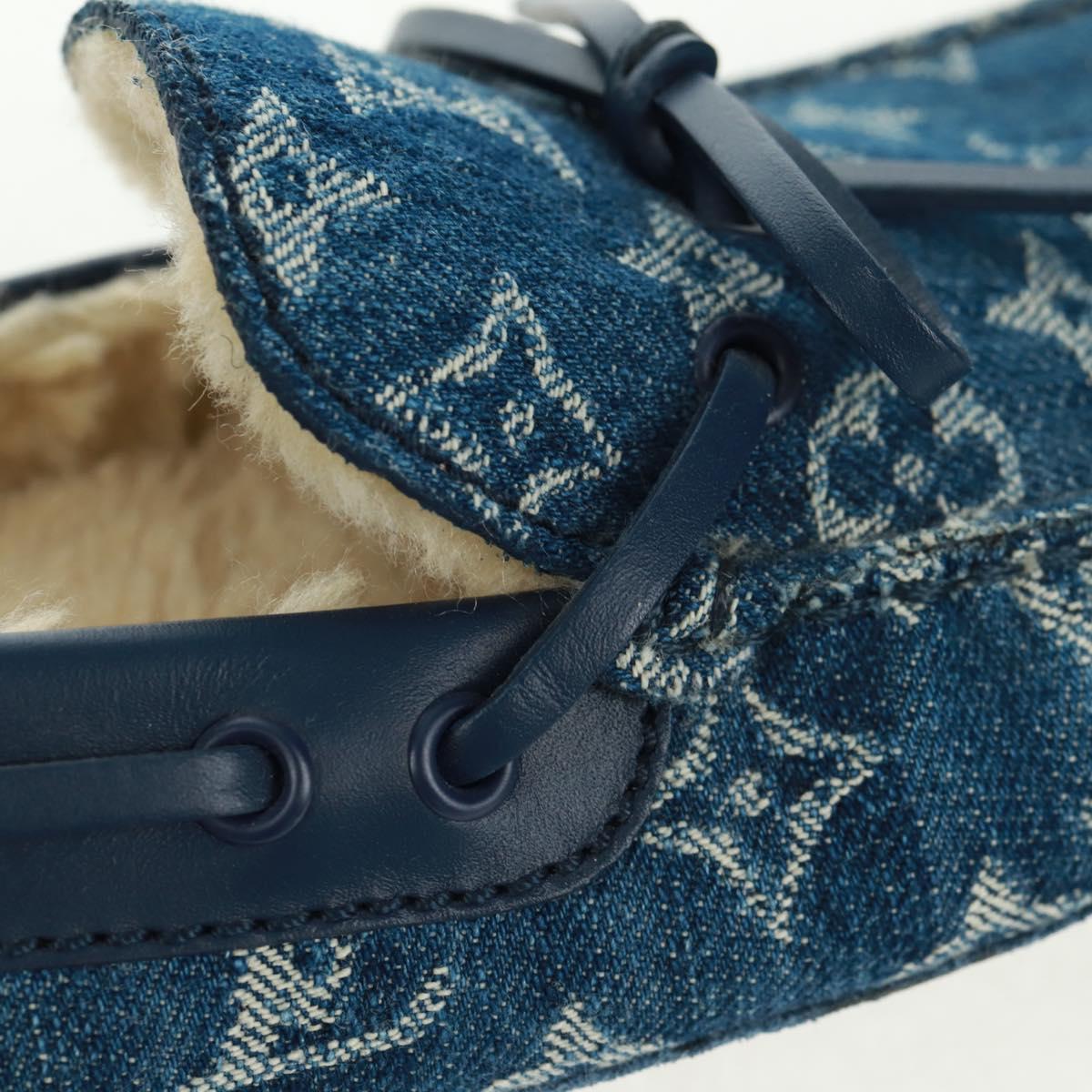 LOUIS VUITTON Arizona Line Moccasin Loafers Denim shoes 6 1/2 Blue Auth am10436V