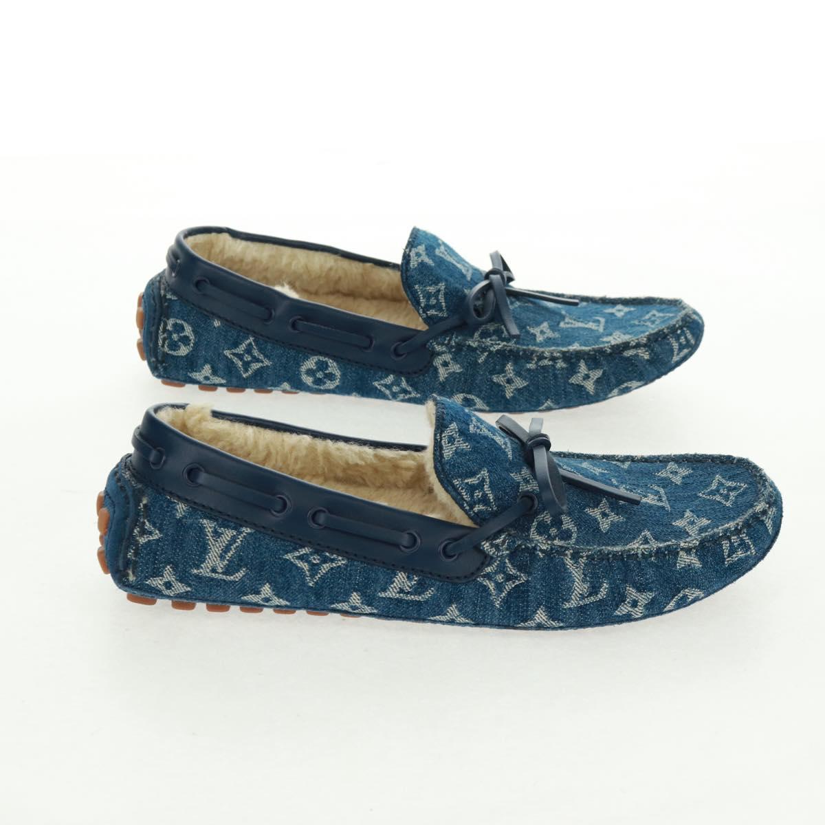 LOUIS VUITTON Arizona Line Moccasin Loafers Denim shoes 6 1/2 Blue Auth am10436V