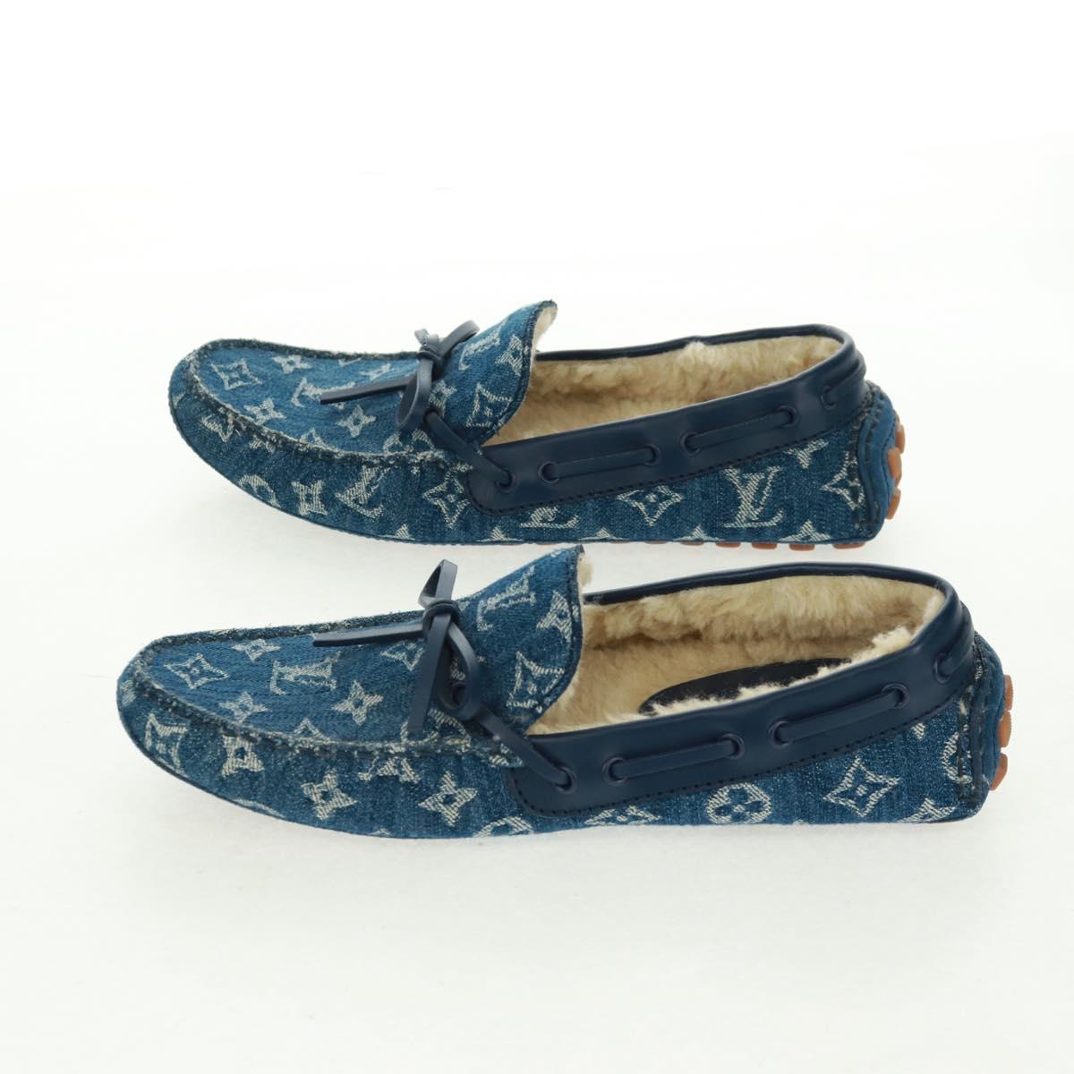 LOUIS VUITTON Arizona Line Moccasin Loafers Denim shoes 6 1/2 Blue Auth am10436V