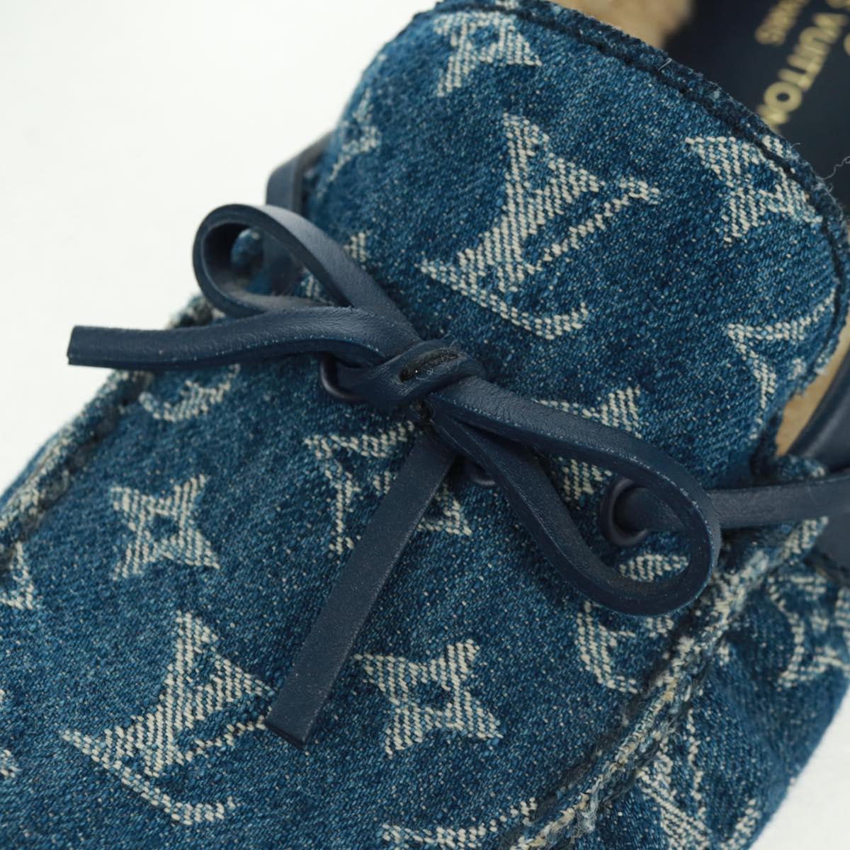 LOUIS VUITTON Arizona Line Moccasin Loafers Denim shoes 6 1/2 Blue Auth am10436V