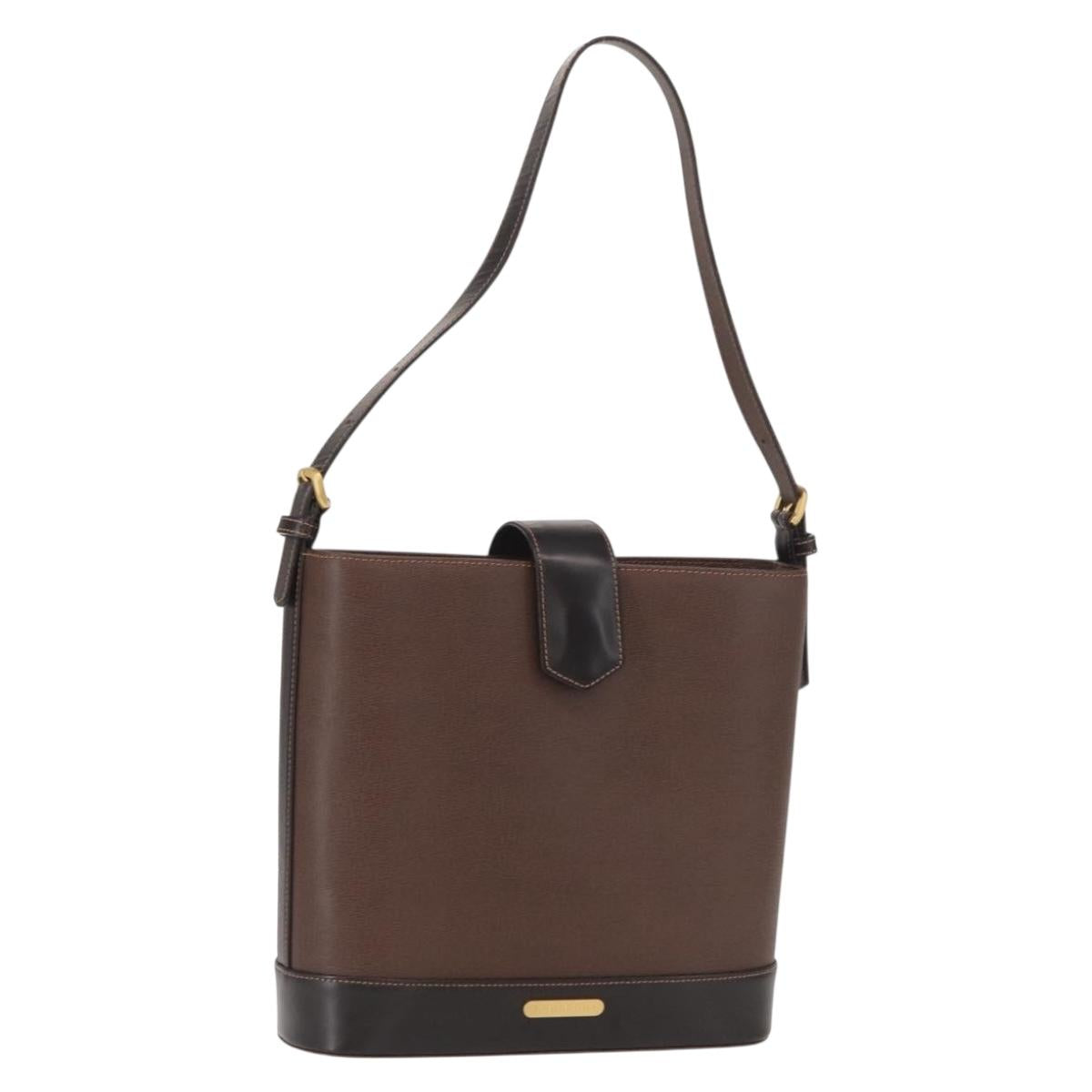 BURBERRY Shoulder Bag Leather Brown Gold Auth am10439