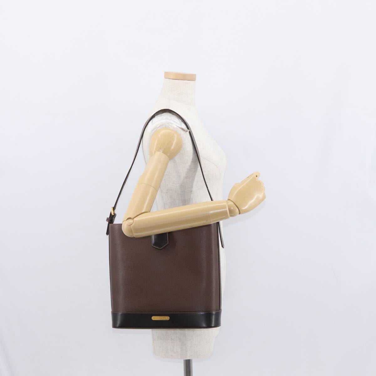 BURBERRY Shoulder Bag Leather Brown Gold Auth am10439