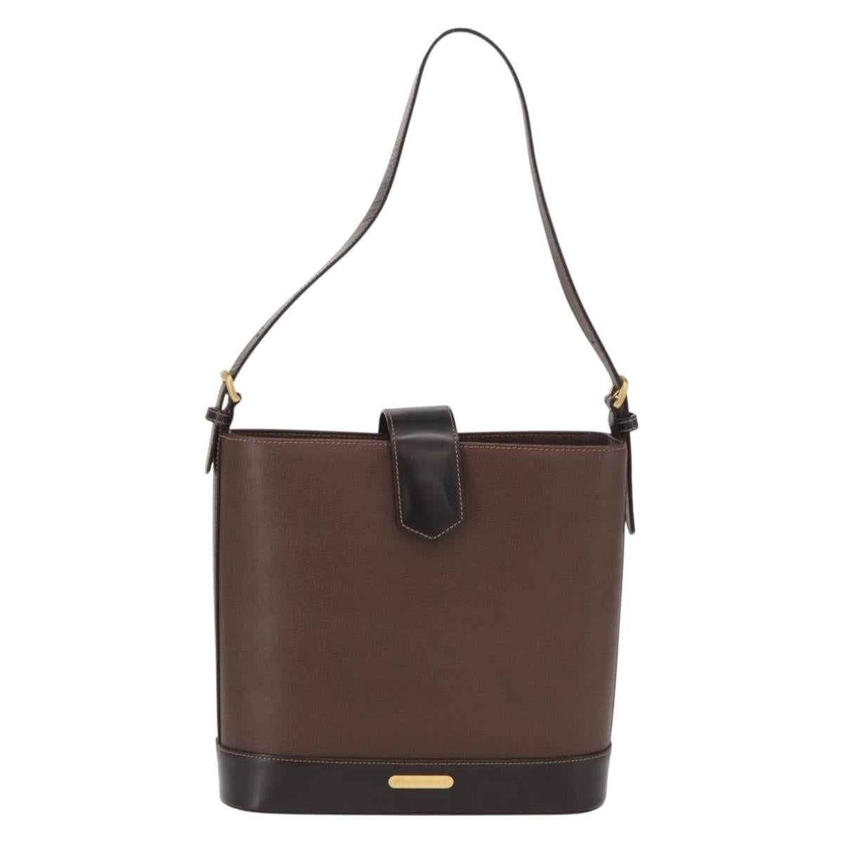 BURBERRY Shoulder Bag Leather Brown Gold Auth am10439