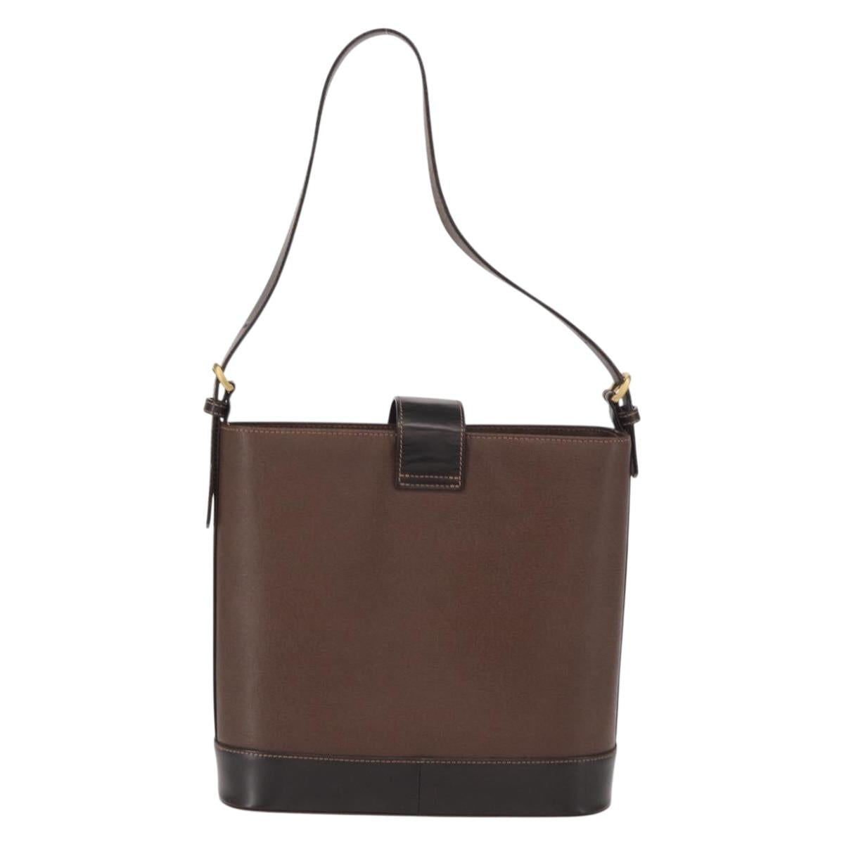 BURBERRY Shoulder Bag Leather Brown Gold Auth am10439
