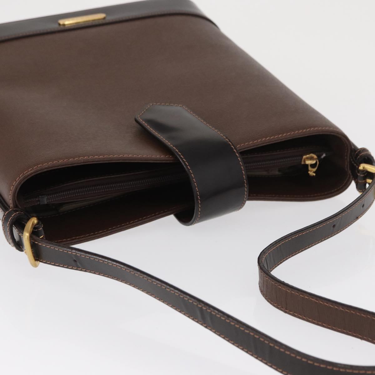BURBERRY Shoulder Bag Leather Brown Gold Auth am10439
