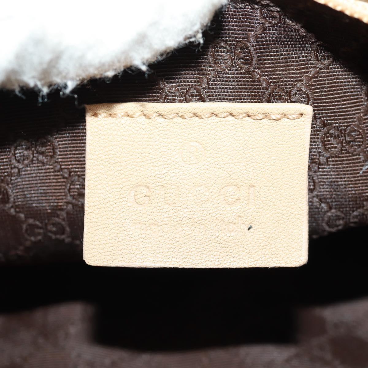 GUCCI Accessory Pouch Canvas Leather Beige Silver 92820 Auth am10445V