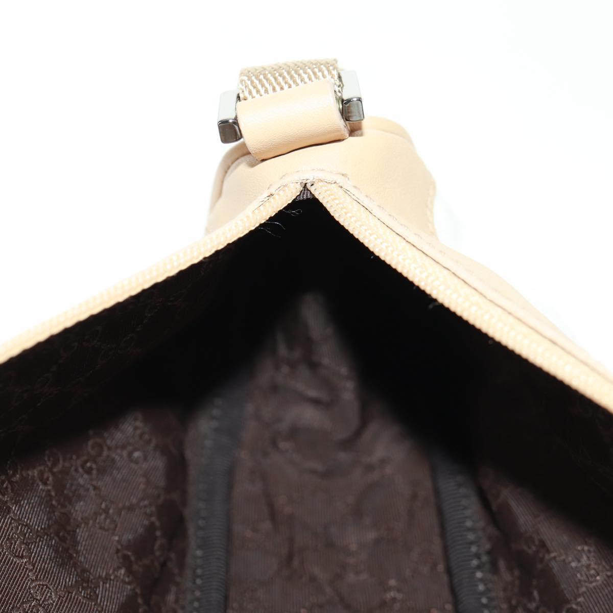 GUCCI Accessory Pouch Canvas Leather Beige Silver 92820 Auth am10445V