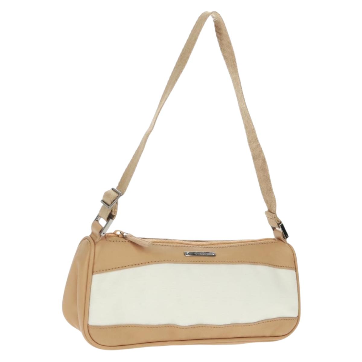 GUCCI Accessory Pouch Canvas Leather Beige Silver 92820 Auth am10445V