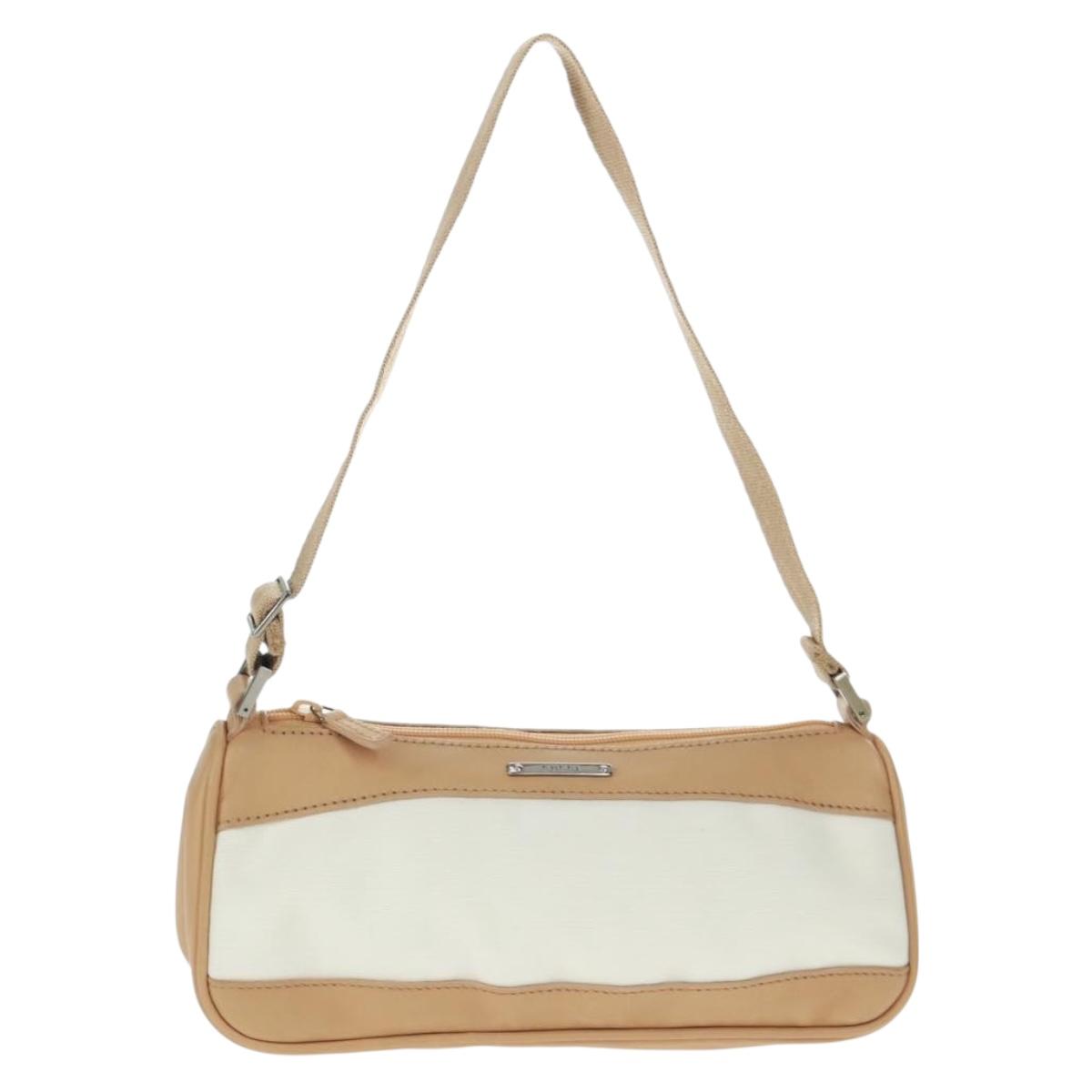 GUCCI Accessory Pouch Canvas Leather Beige Silver 92820 Auth am10445V