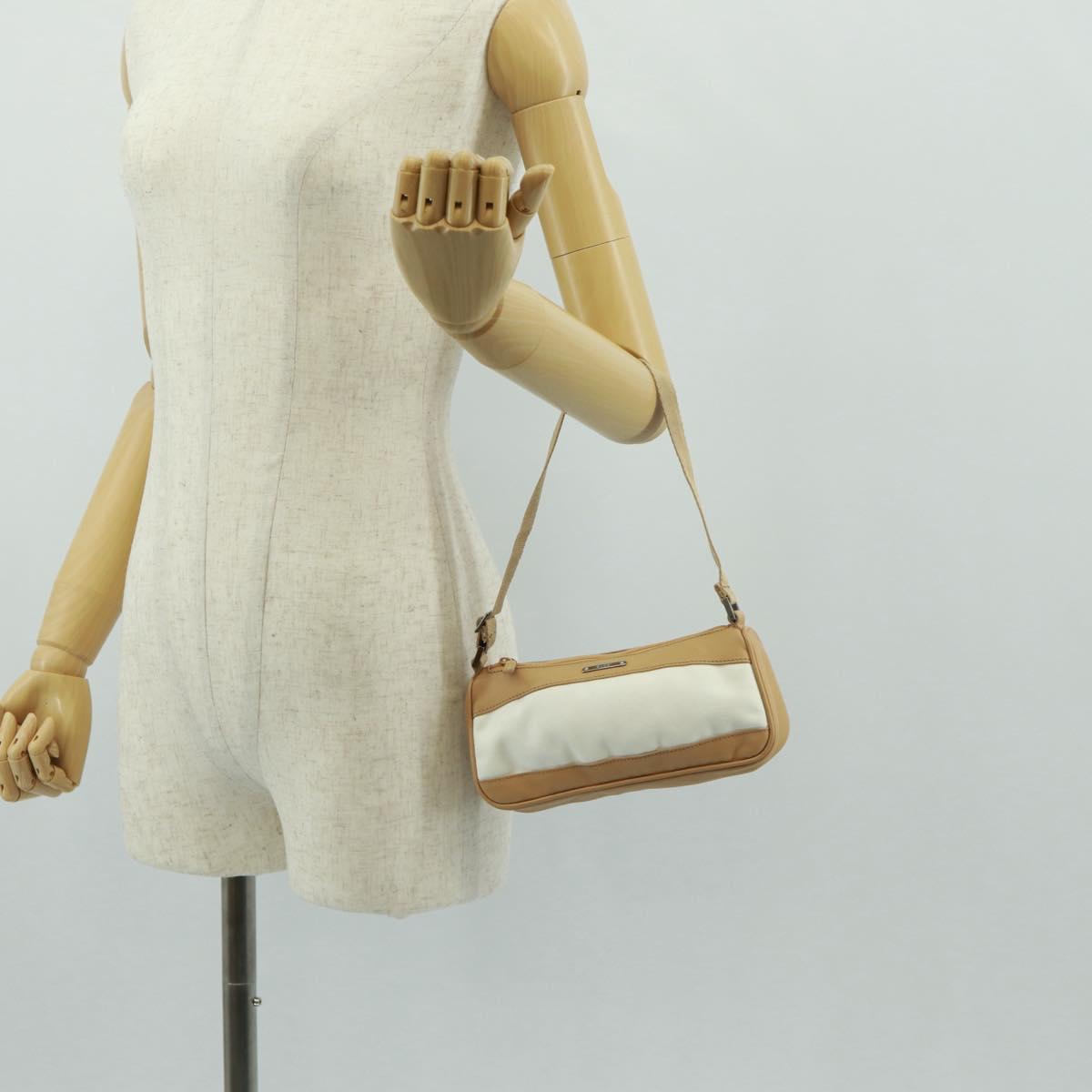 GUCCI Accessory Pouch Canvas Leather Beige Silver 92820 Auth am10445V