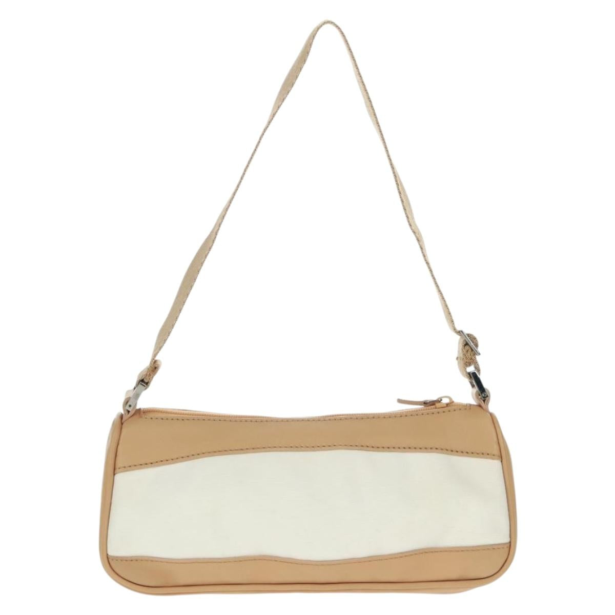GUCCI Accessory Pouch Canvas Leather Beige Silver 92820 Auth am10445V