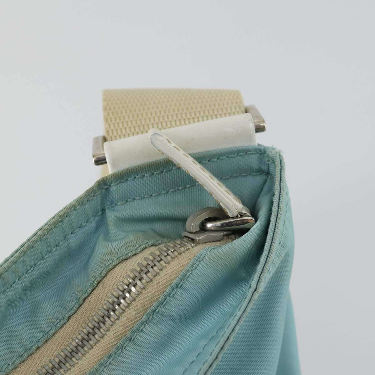 PRADA Shoulder Bag Nylon Light Blue Silver Auth am10448