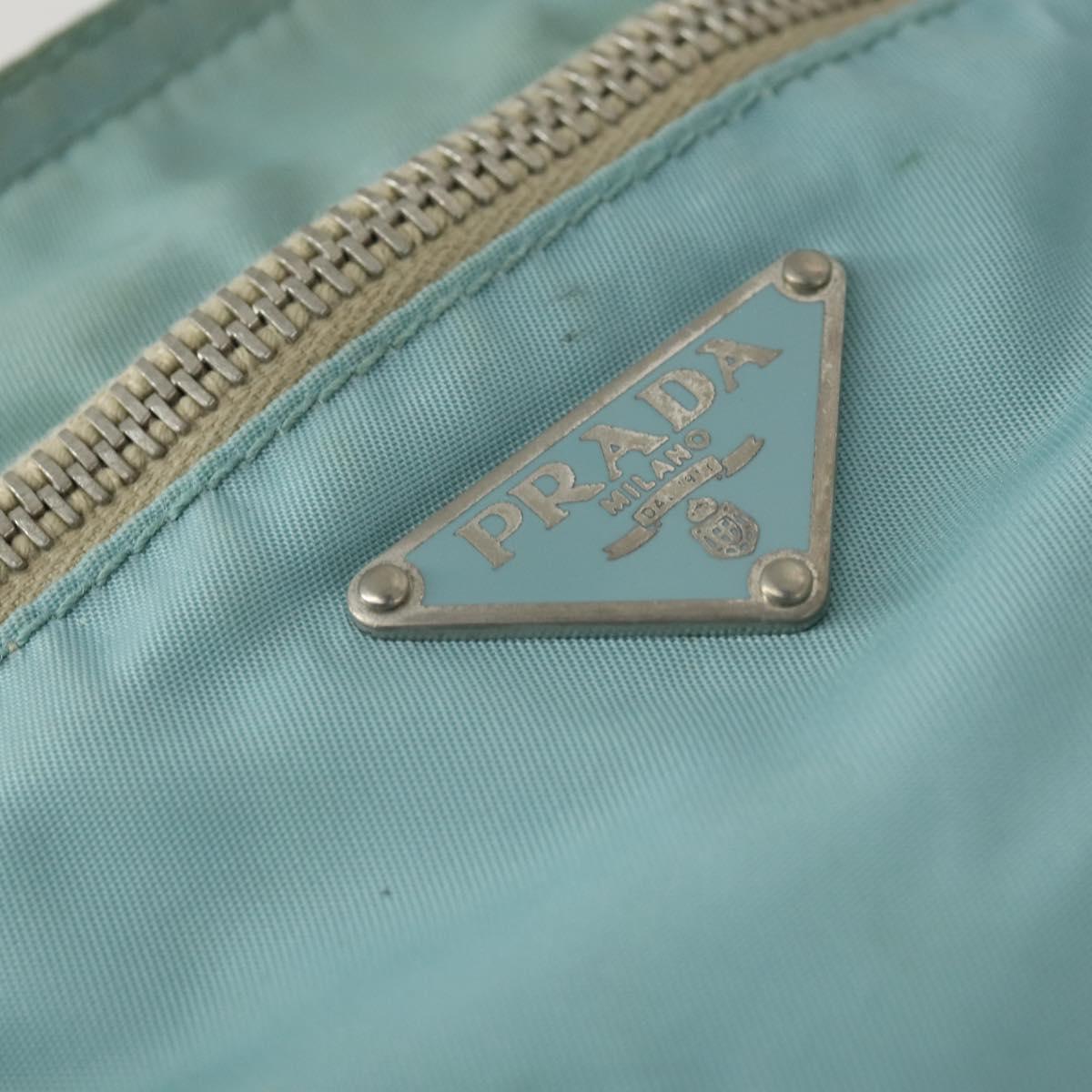 PRADA Shoulder Bag Nylon Light Blue Silver Auth am10448