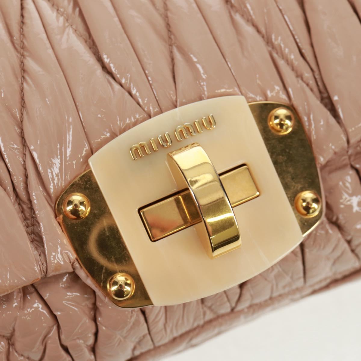 Miu Miu Hand Bag Patent leather 2way Pink Gold Auth am10466V