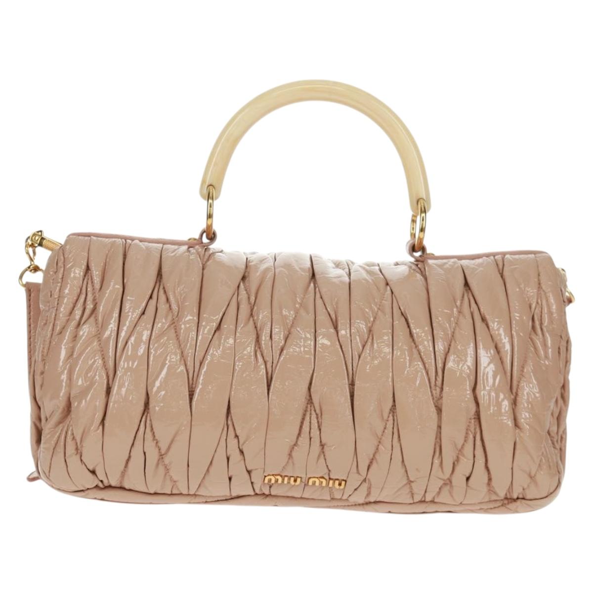 Miu Miu Hand Bag Patent leather 2way Pink Gold Auth am10466V