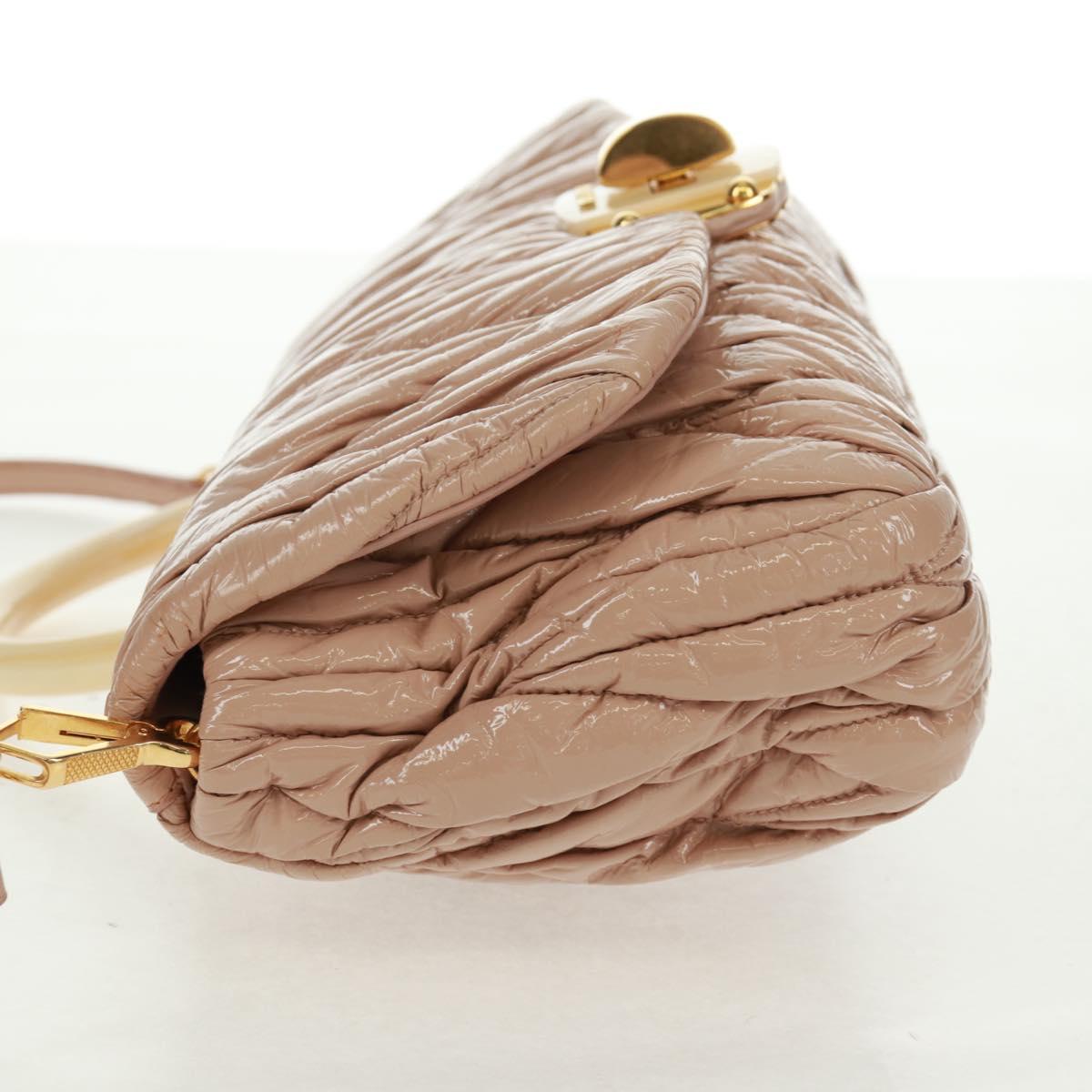 Miu Miu Hand Bag Patent leather 2way Pink Gold Auth am10466V