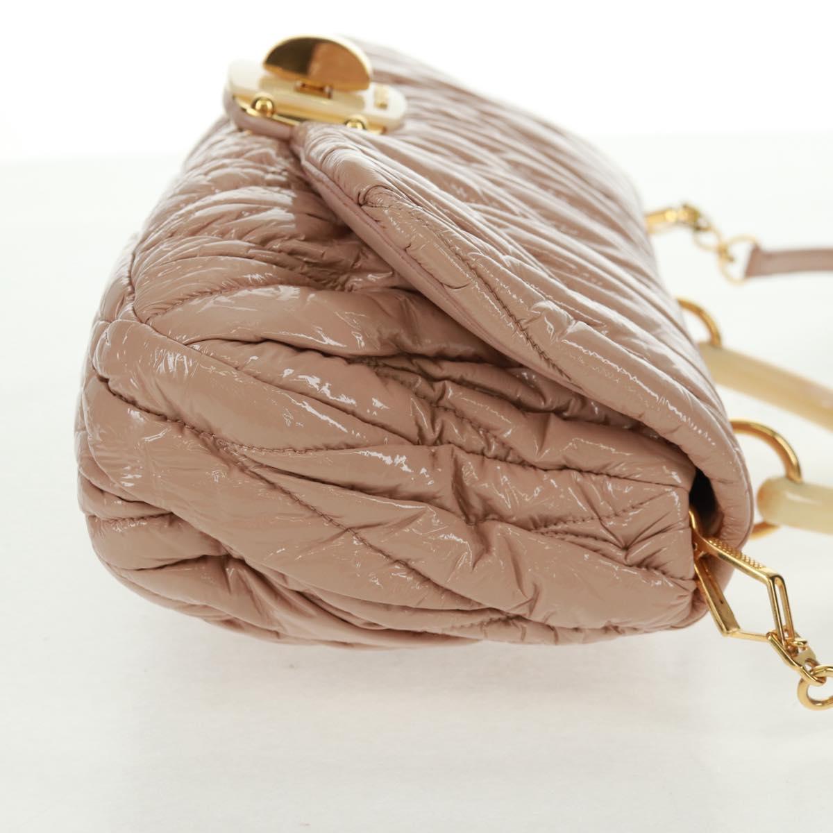 Miu Miu Hand Bag Patent leather 2way Pink Gold Auth am10466V