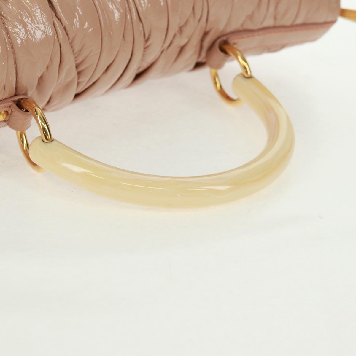Miu Miu Hand Bag Patent leather 2way Pink Gold Auth am10466V