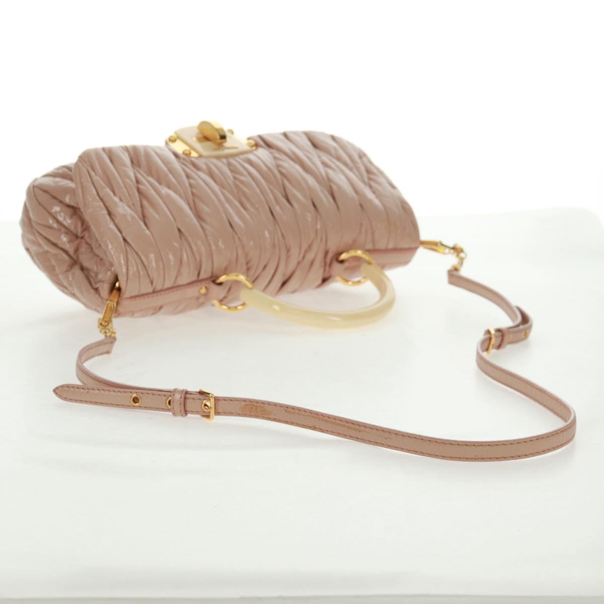 Miu Miu Hand Bag Patent leather 2way Pink Gold Auth am10466V