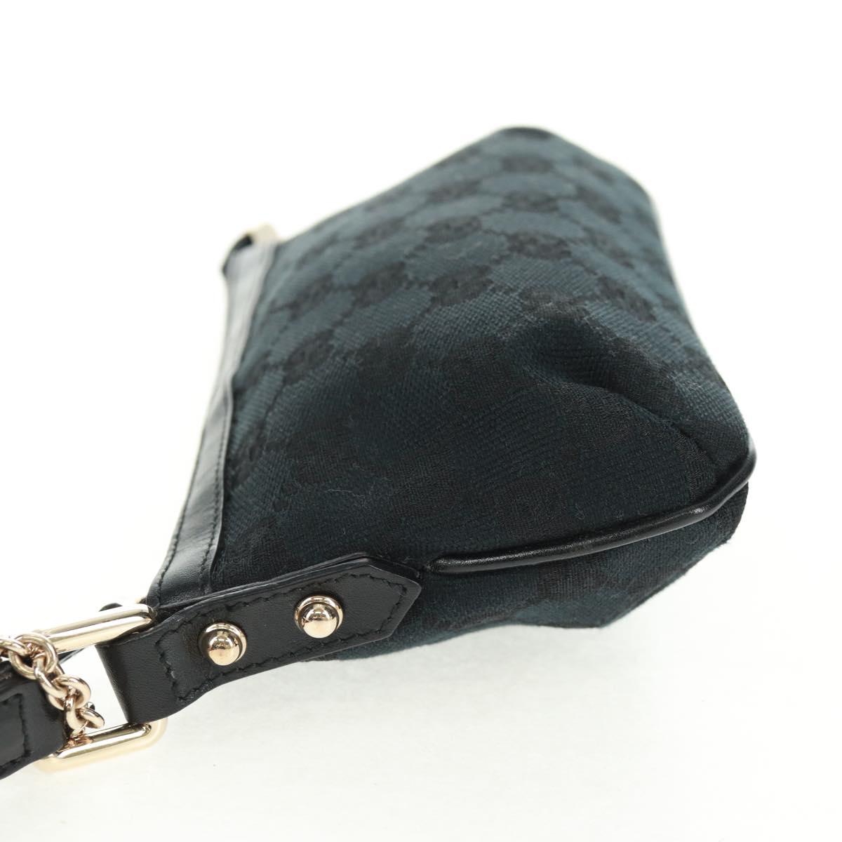 GUCCI GG Canvas Web Sherry Line Accessory Pouch Black Gold 191184 Auth am10471V