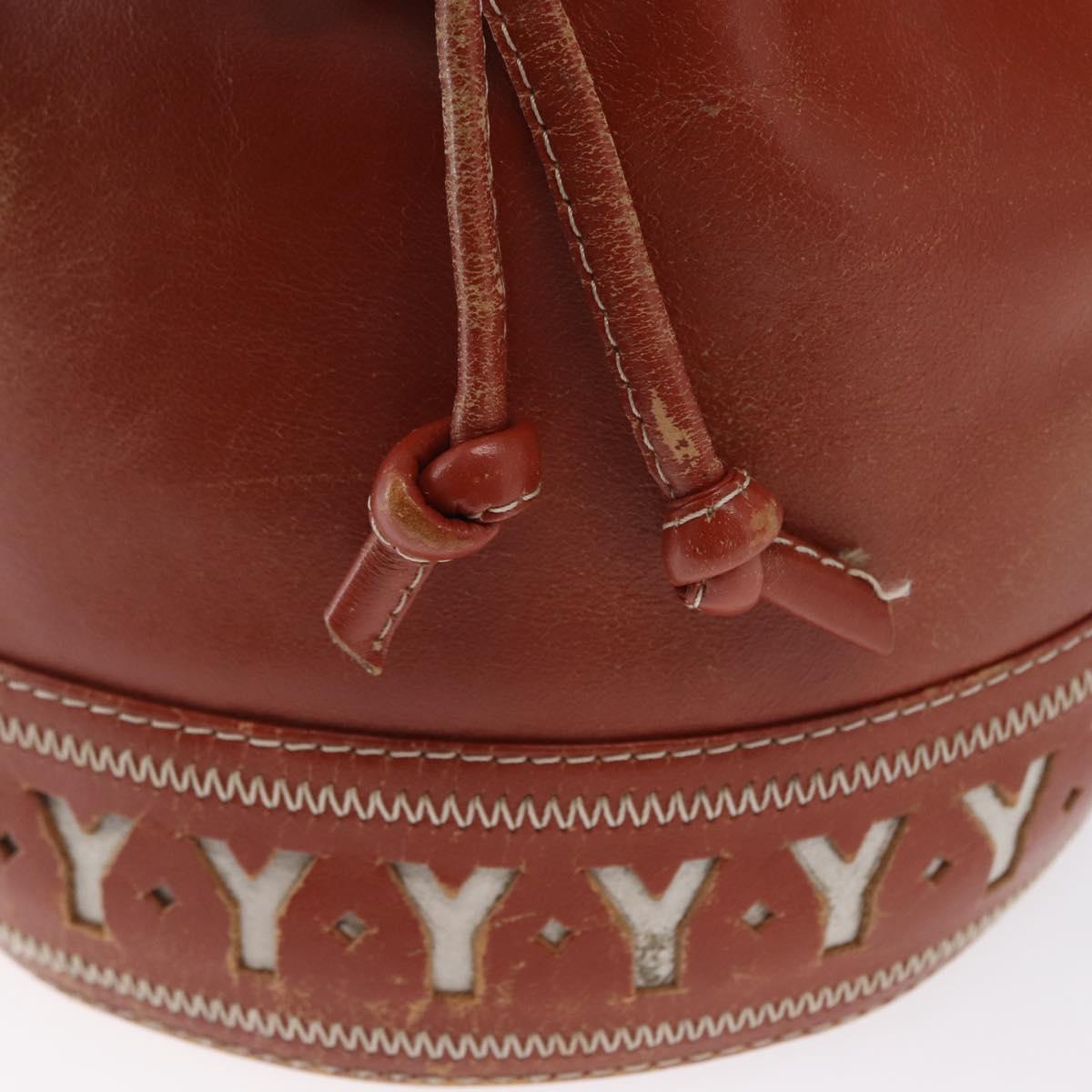 SAINT LAURENT purse Shoulder Bag Leather Brown Gold Auth am10475