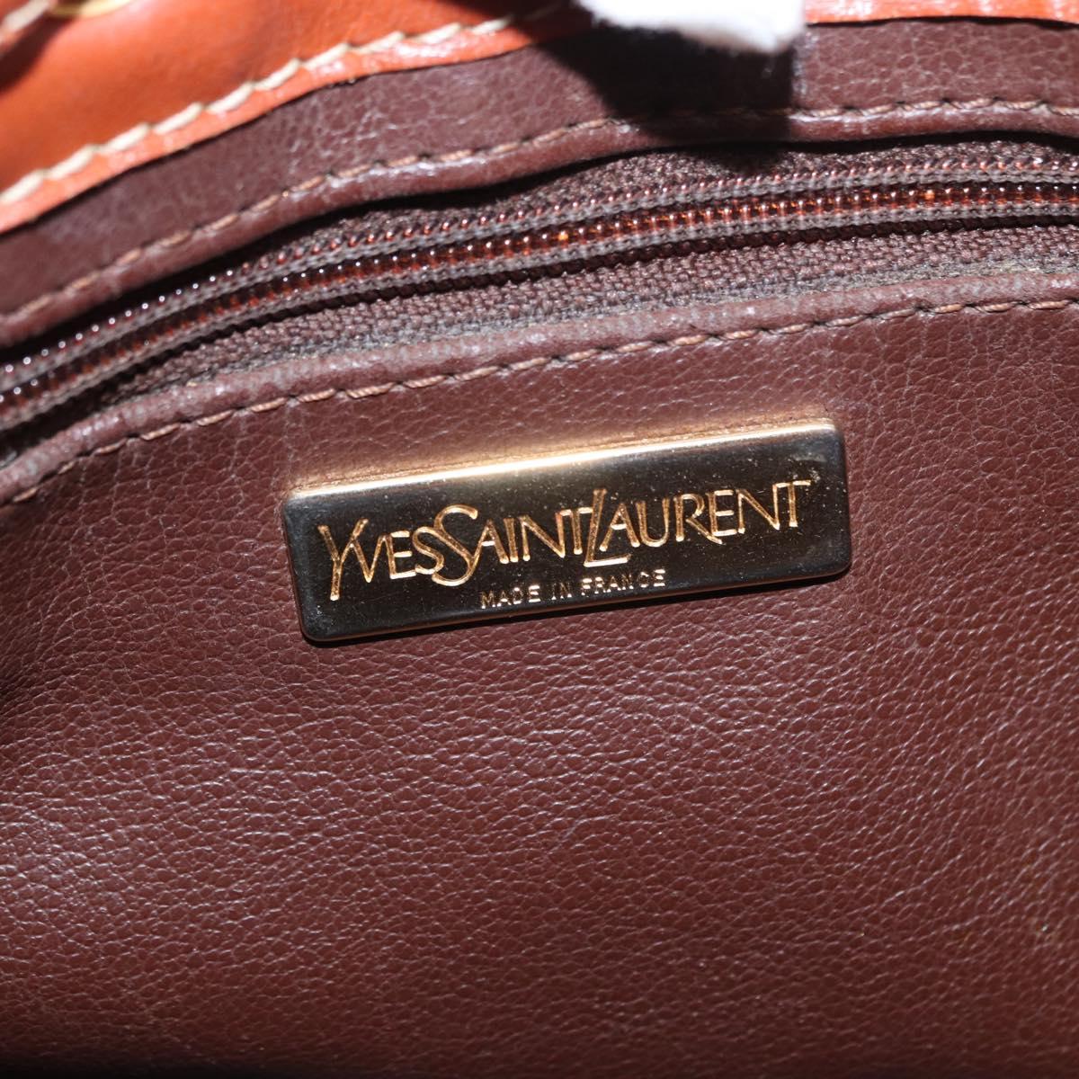SAINT LAURENT purse Shoulder Bag Leather Brown Gold Auth am10475