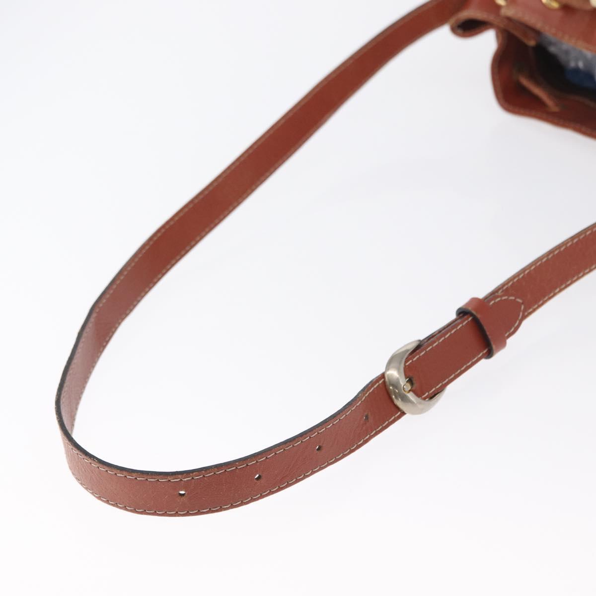 SAINT LAURENT purse Shoulder Bag Leather Brown Gold Auth am10475