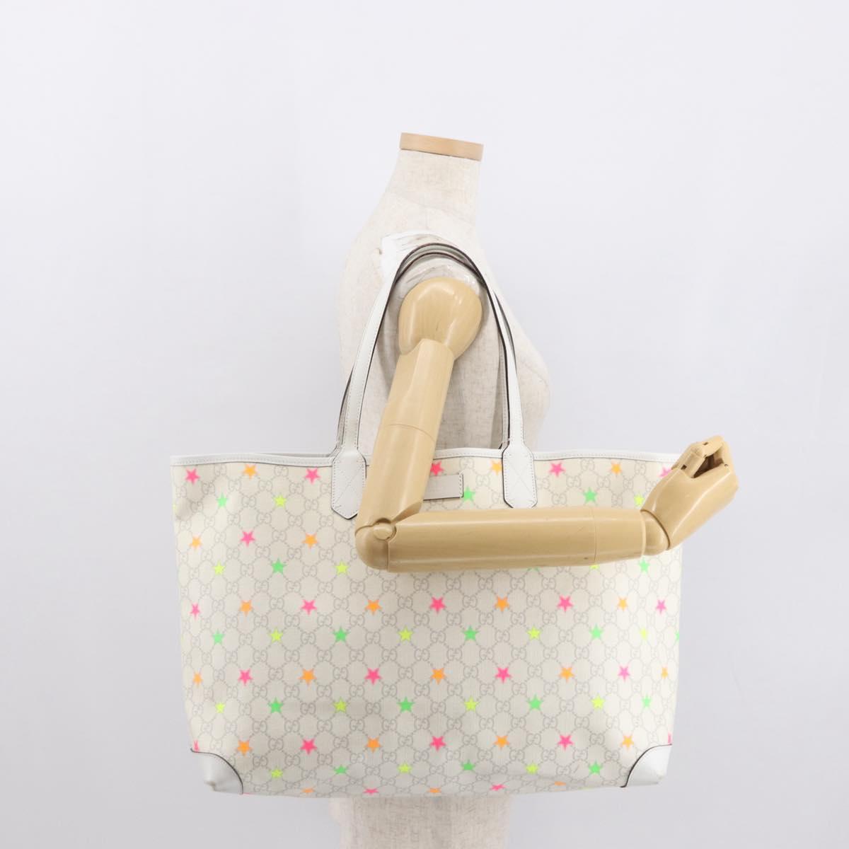 GUCCI GG Supreme Star Tote Bag PVC White 309407 Auth am10476
