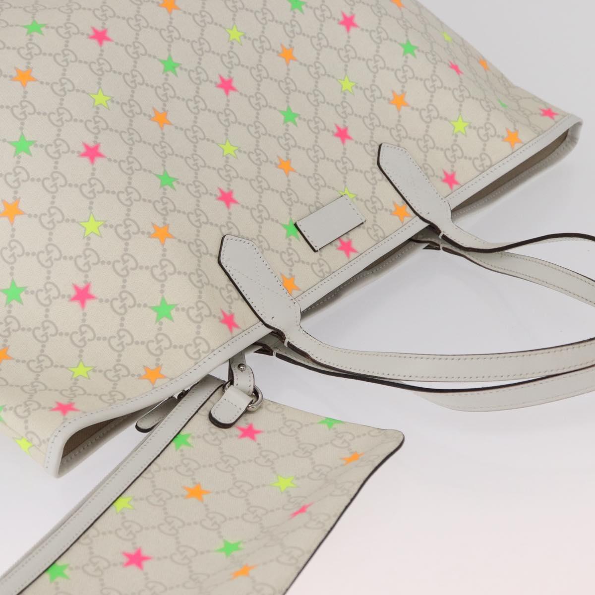 GUCCI GG Supreme Star Tote Bag PVC White 309407 Auth am10476
