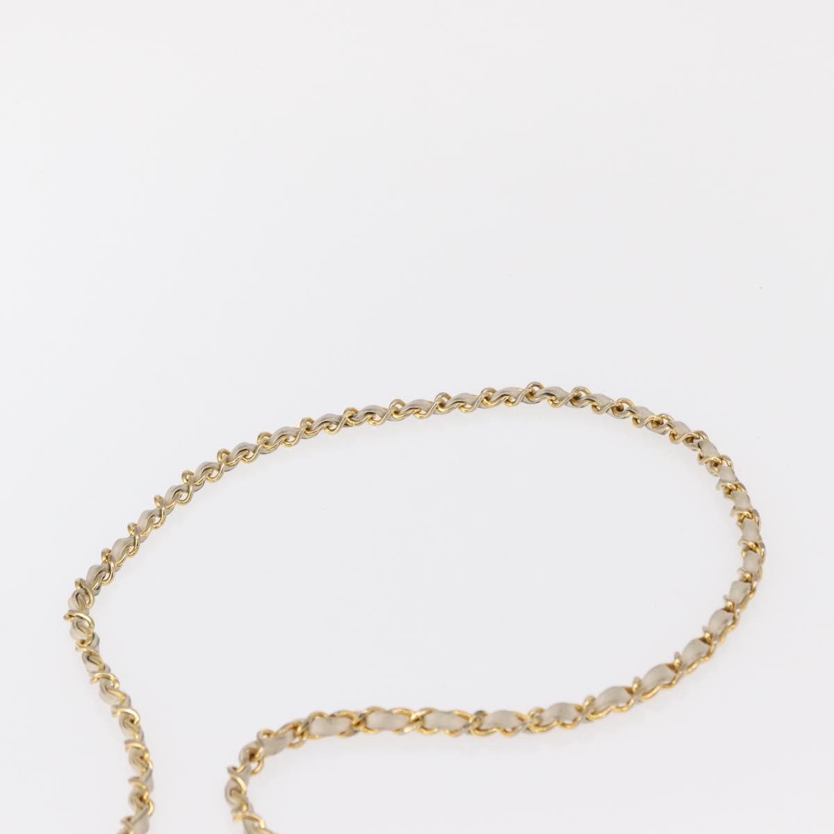 CHANEL Matelasse Turn Lock Chain Bag Lamb Skin White Gold CC Auth am10500