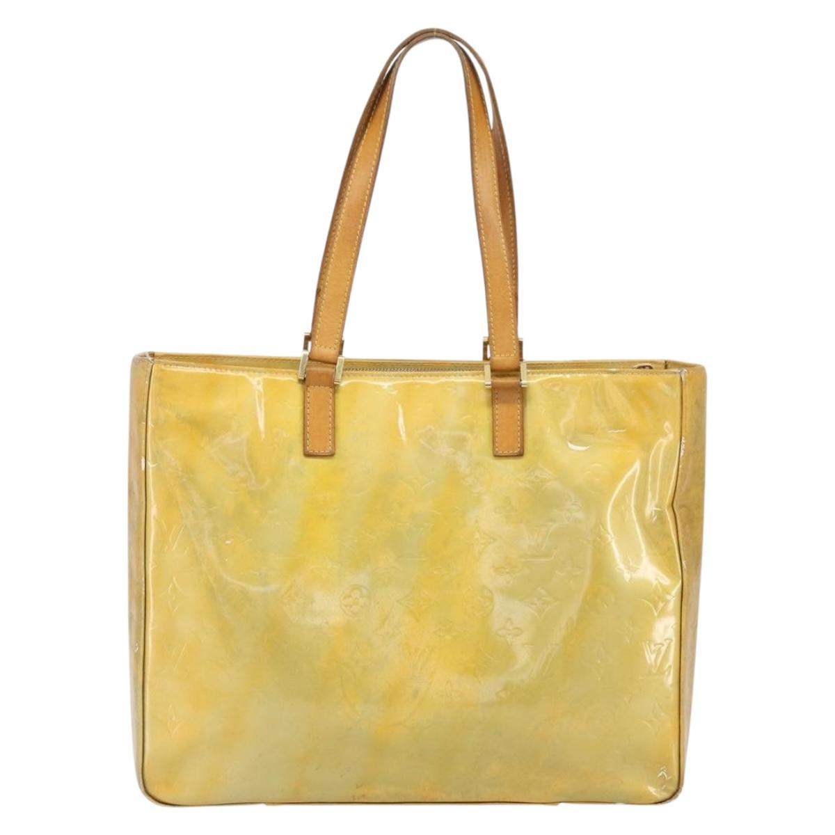 LOUIS VUITTON Monogram Vernis Columbus Tote Bag Lime Yellow M91047 Auth am10510