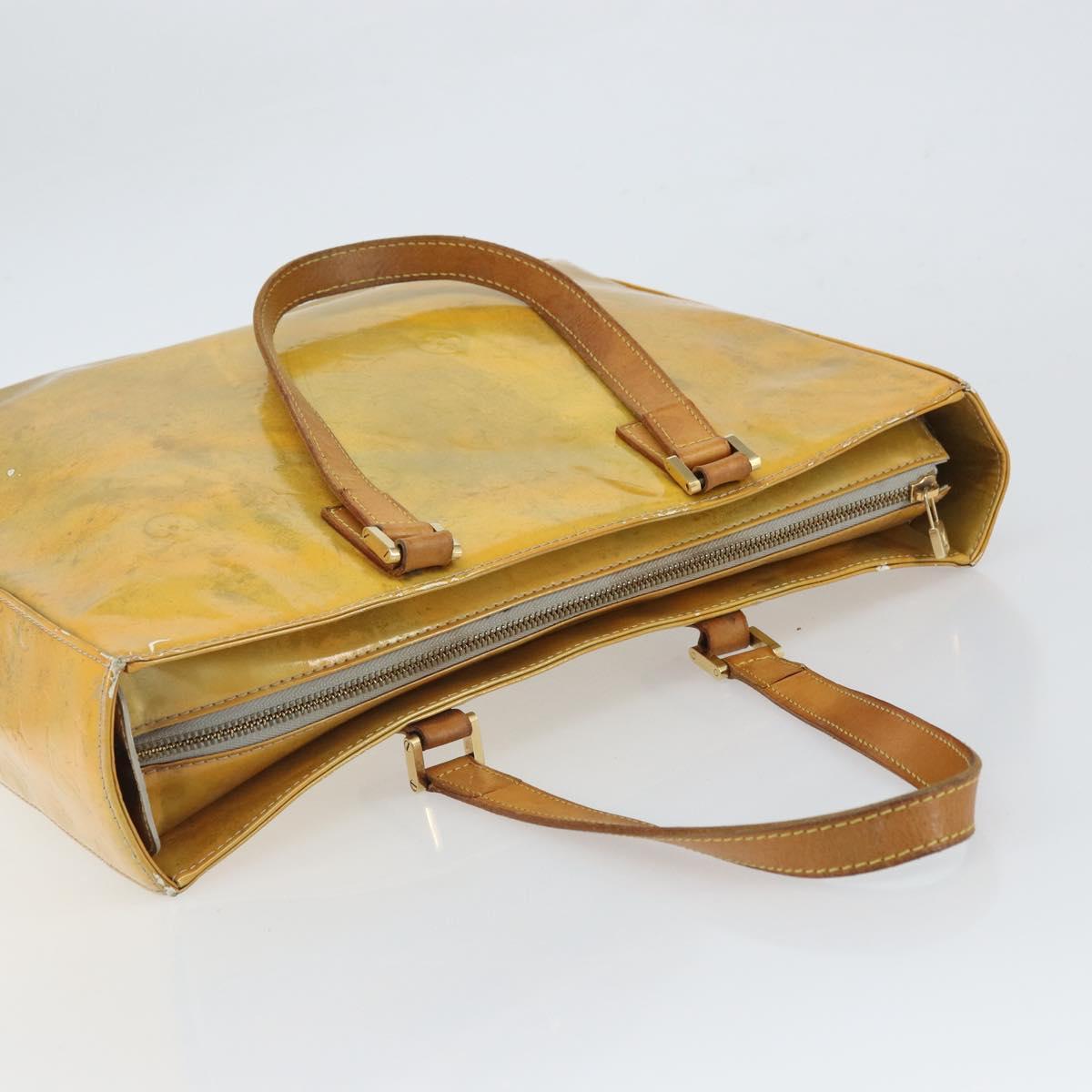 LOUIS VUITTON Monogram Vernis Columbus Tote Bag Lime Yellow M91047 Auth am10510