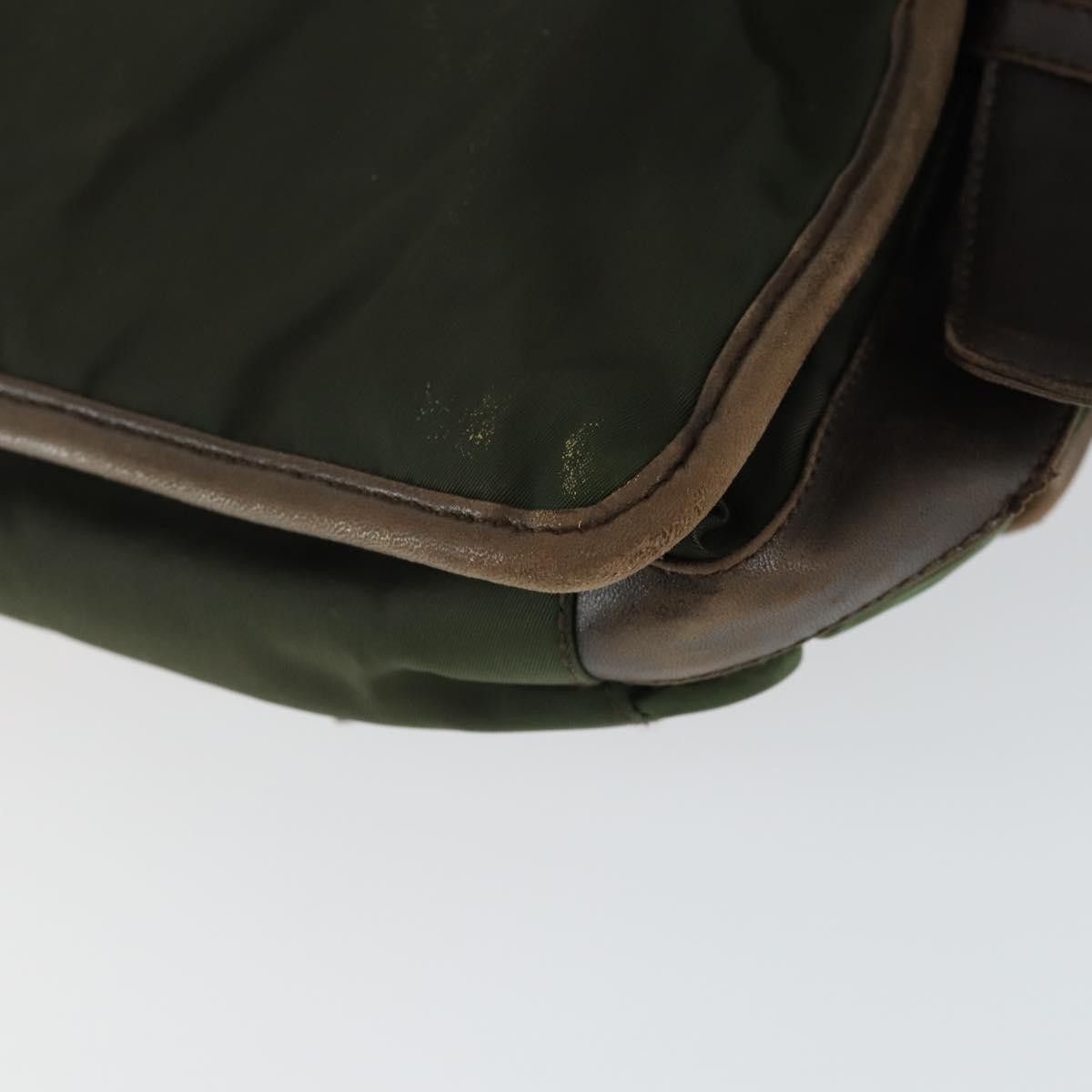 PRADA Shoulder Bag Nylon Khaki Silver Auth am10515