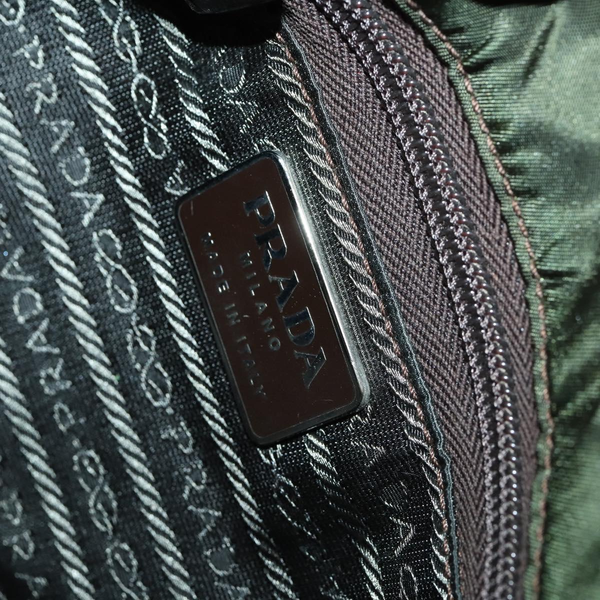 PRADA Shoulder Bag Nylon Khaki Silver Auth am10515
