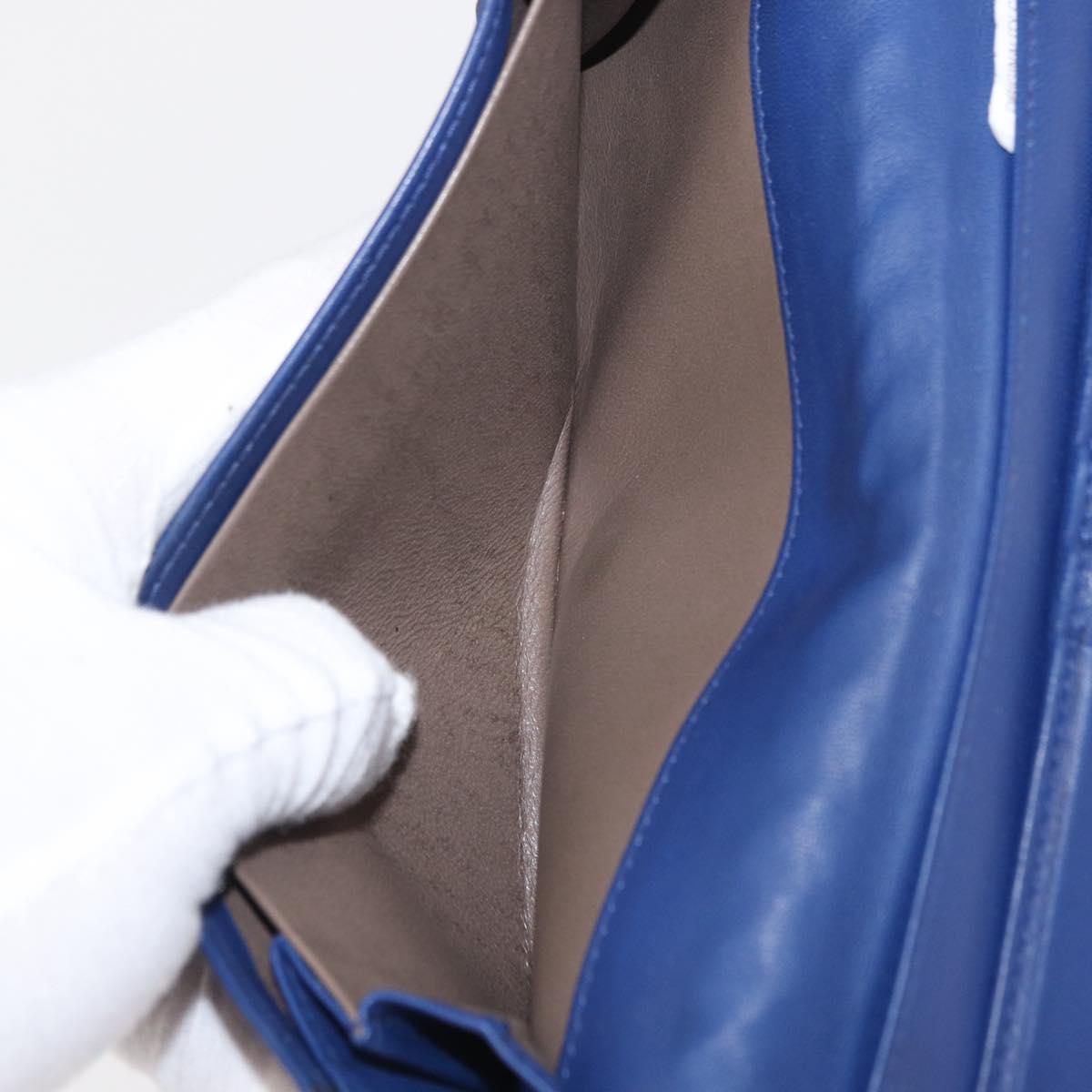 BOTTEGA VENETA INTRECCIATO Long Wallet Leather Blue Auth am10518