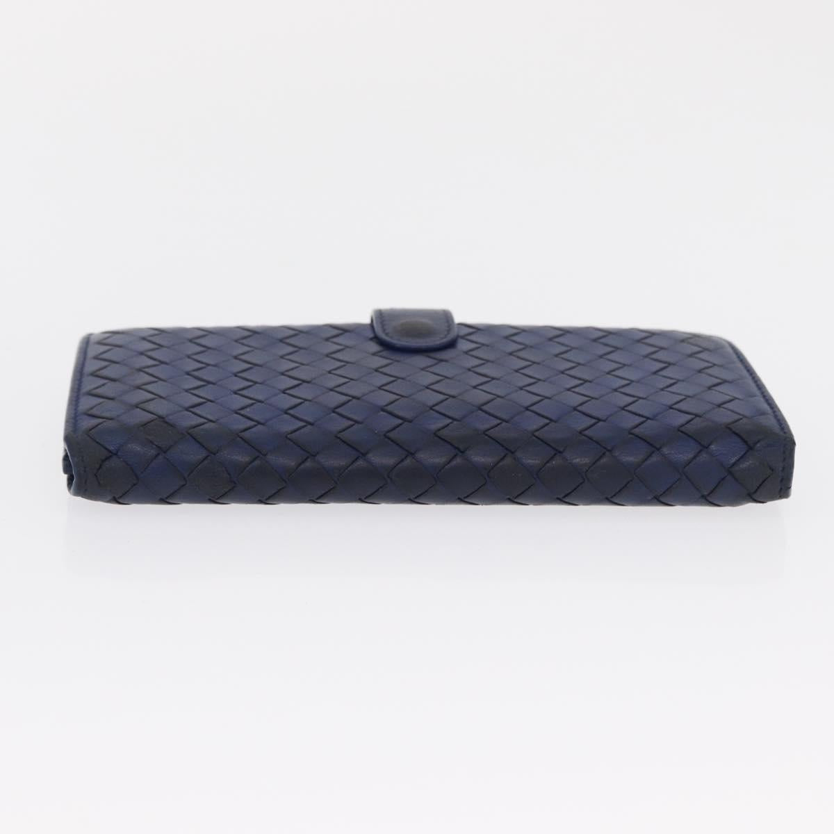 BOTTEGA VENETA INTRECCIATO Long Wallet Leather Blue Auth am10518