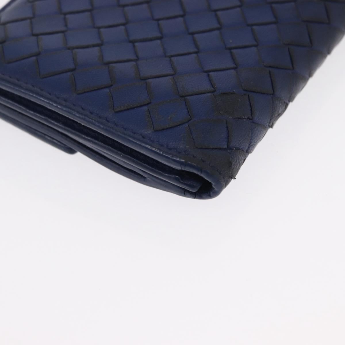 BOTTEGA VENETA INTRECCIATO Long Wallet Leather Blue Auth am10518
