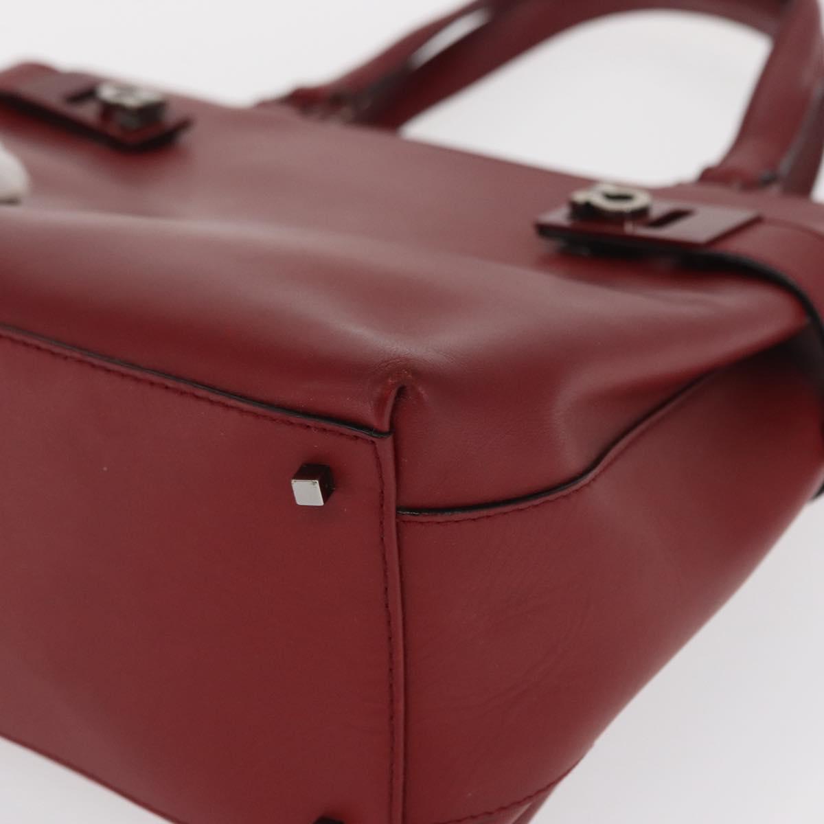 Salvatore Ferragamo Gancini Wanda Hand Bag Leather Red Silver Auth am10521