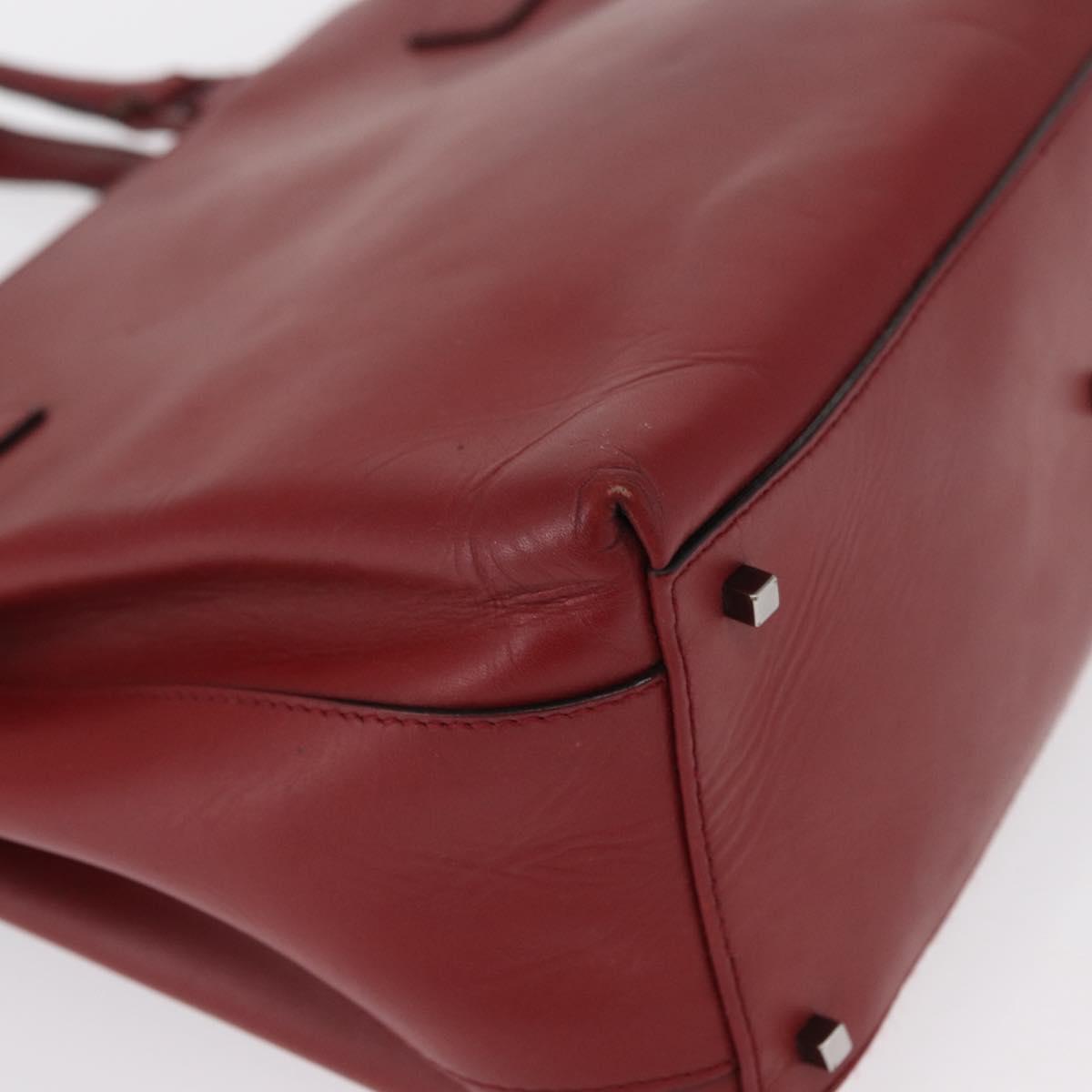 Salvatore Ferragamo Gancini Wanda Hand Bag Leather Red Silver Auth am10521