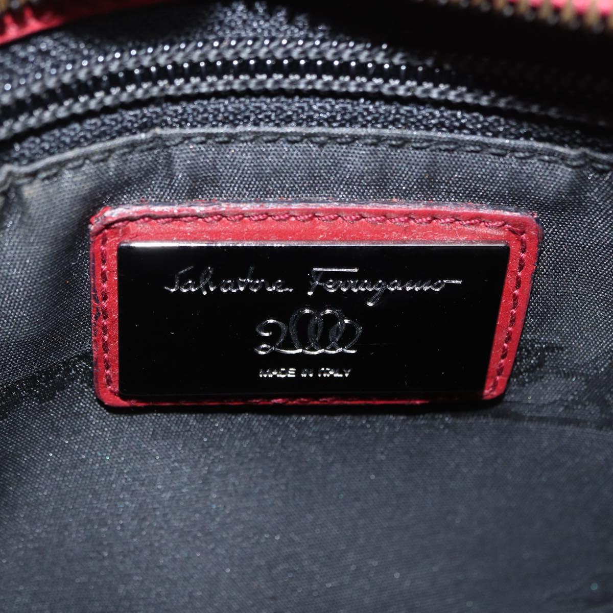 Salvatore Ferragamo Gancini Wanda Hand Bag Leather Red Silver Auth am10521