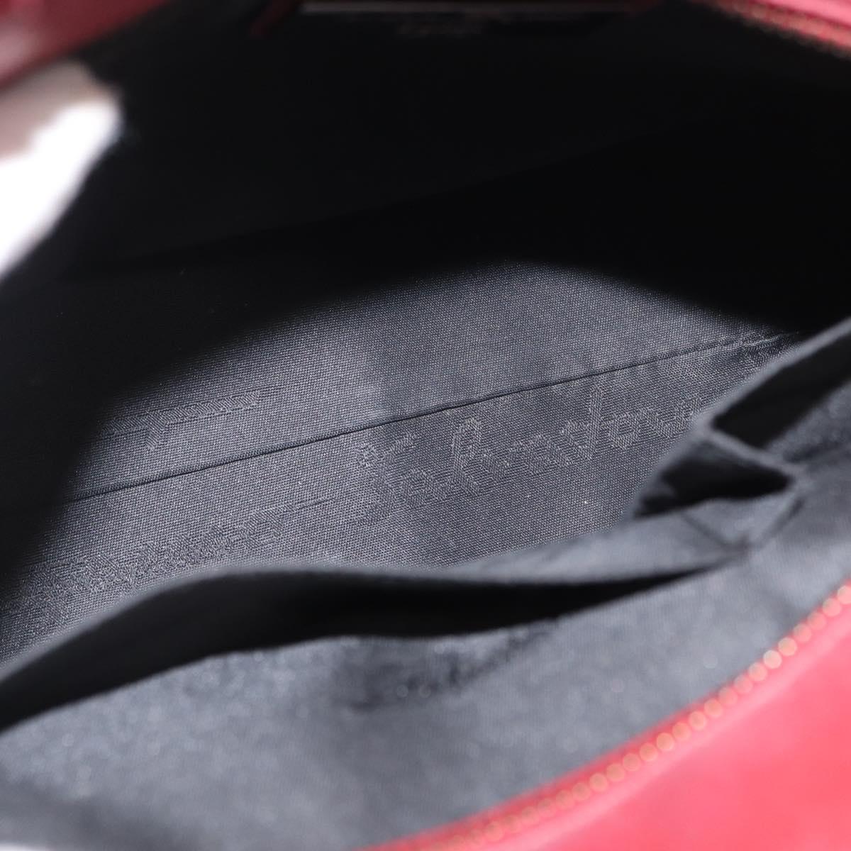 Salvatore Ferragamo Gancini Wanda Hand Bag Leather Red Silver Auth am10521