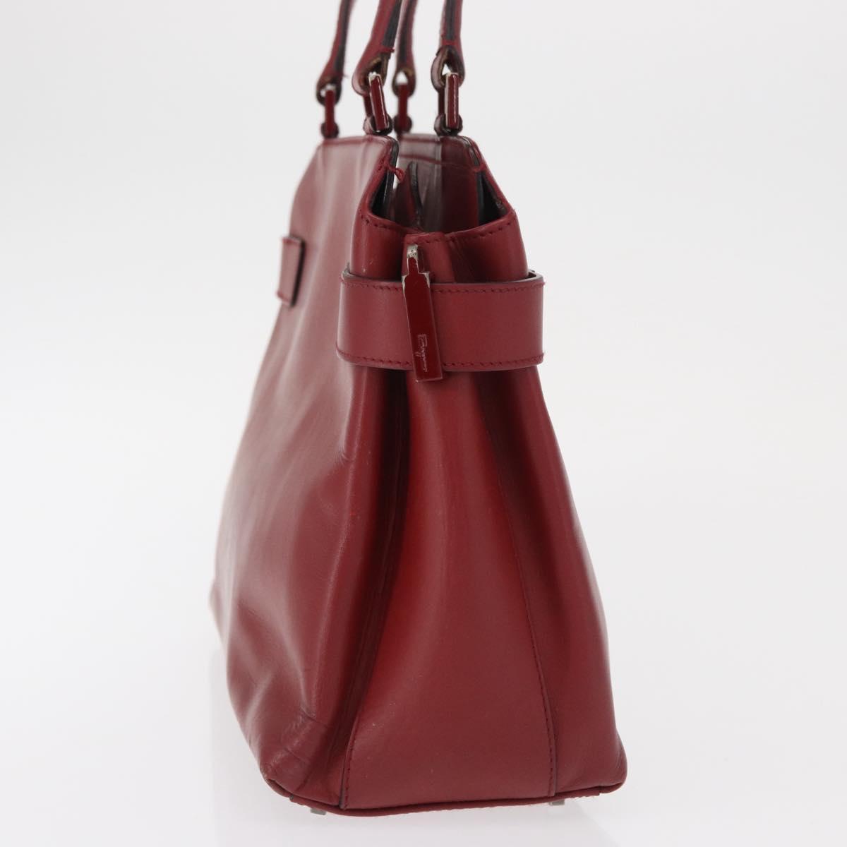 Salvatore Ferragamo Gancini Wanda Hand Bag Leather Red Silver Auth am10521