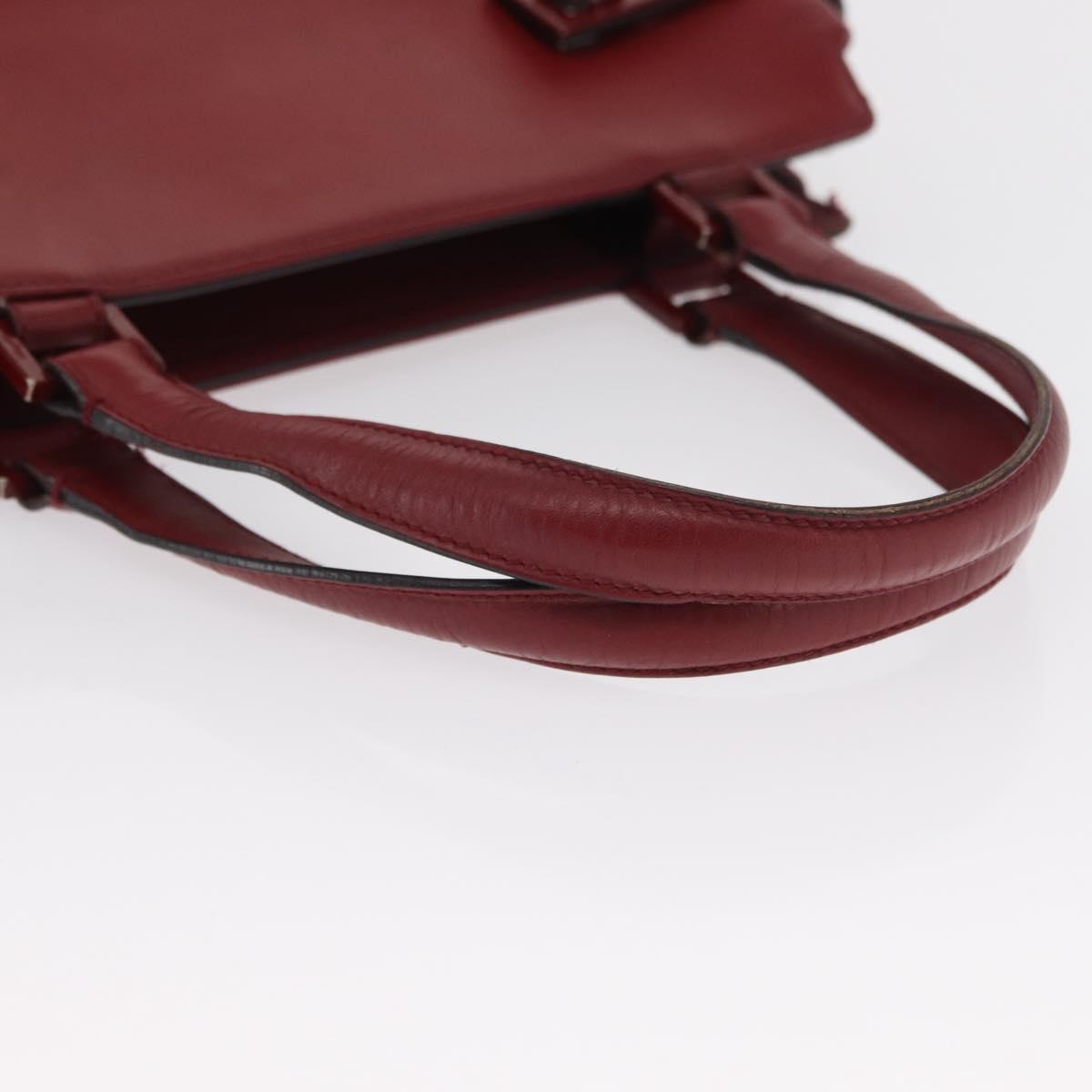 Salvatore Ferragamo Gancini Wanda Hand Bag Leather Red Silver Auth am10521