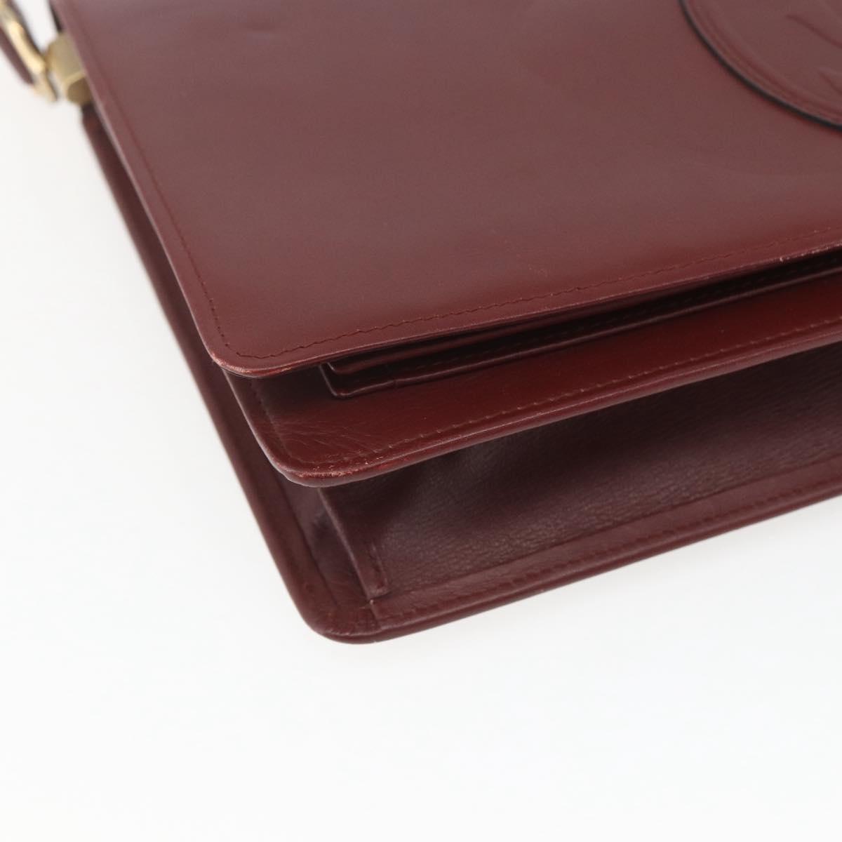 CARTIER Must Line Shoulder Bag Leather Bordeaux Gold Auth am10523