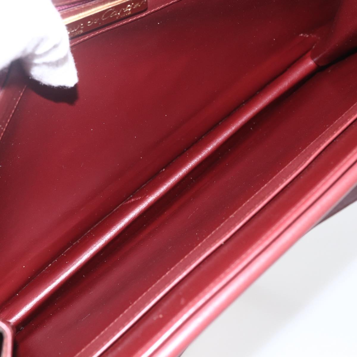 CARTIER Must Line Shoulder Bag Leather Bordeaux Gold Auth am10523