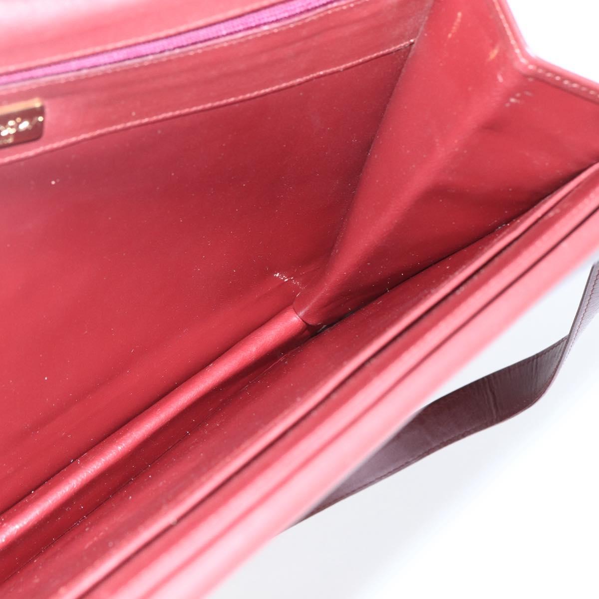 CARTIER Must Line Shoulder Bag Leather Bordeaux Gold Auth am10523