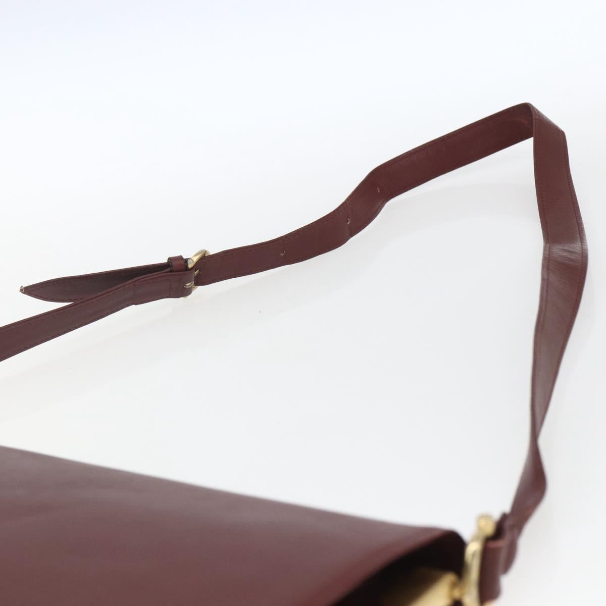 CARTIER Must Line Shoulder Bag Leather Bordeaux Gold Auth am10523