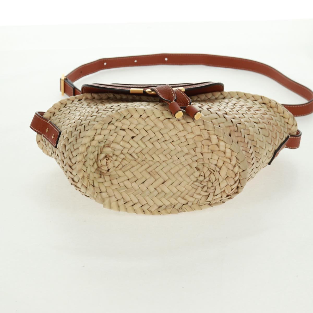 Chloe Mercy Shoulder Bag Raffia Beige Brown Auth am10525V