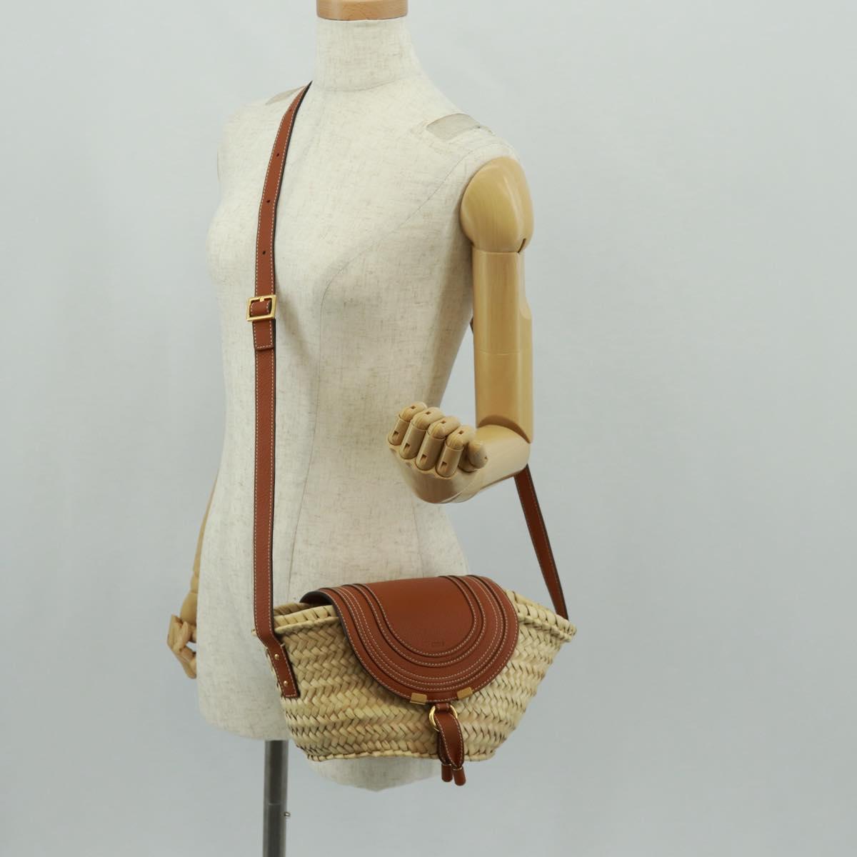 Chloe Mercy Shoulder Bag Raffia Beige Brown Auth am10525V