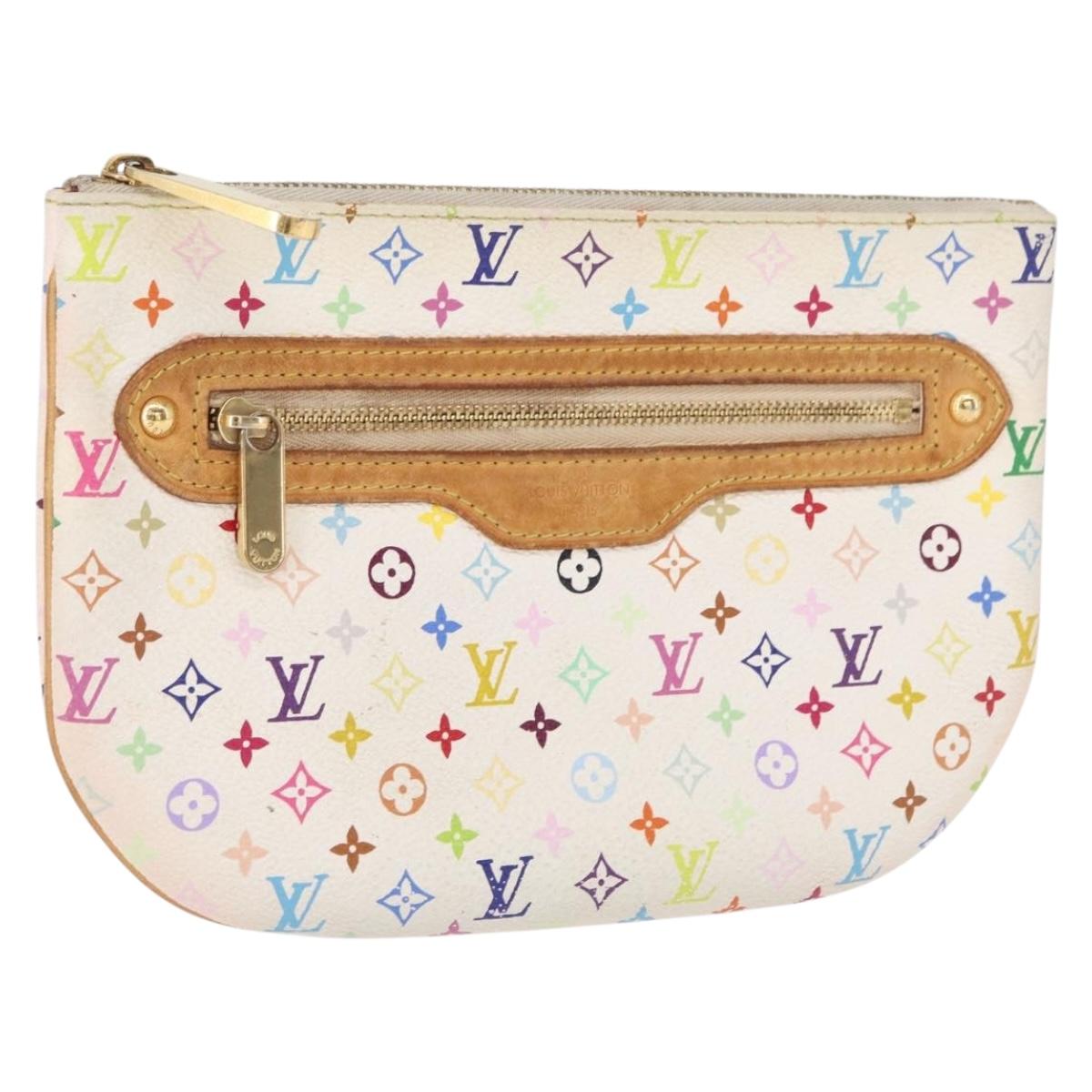 LOUIS VUITTON Monogram Multicolor Pochette GM Pouch White M60027 Auth am10526